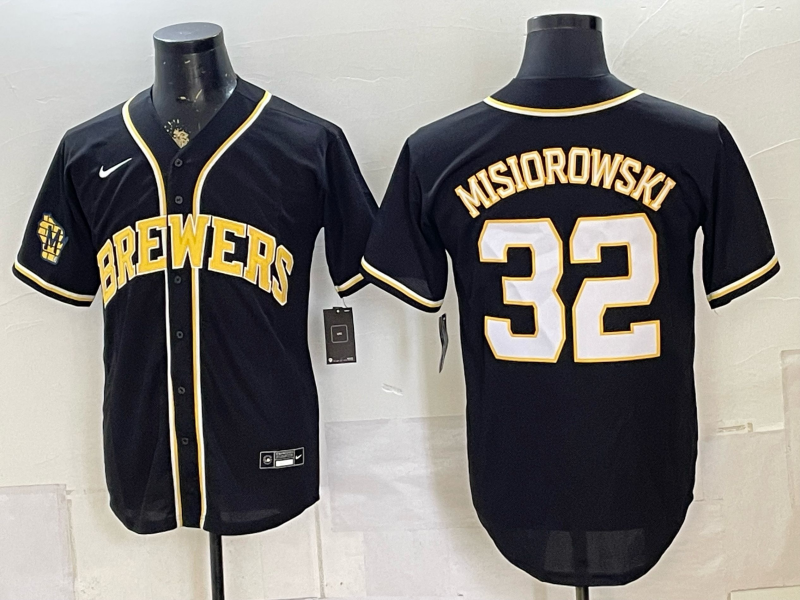 Men 2026 Milwaukee Brewers #32 Misiorowski black Game Nike MLB Jersey 0728001->new york knicks->NBA Jersey